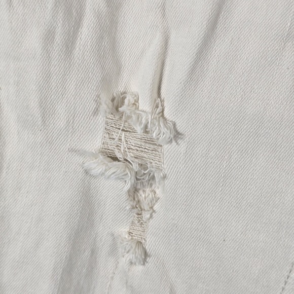 Free People Womens 29 Distressed‎ Skinny Jeans Raw Fringed Frayed Hem Cream - Picture 7 of 11